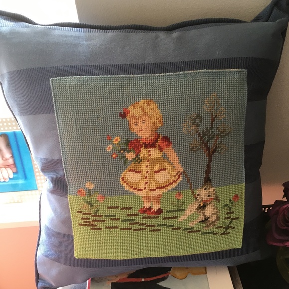 Antique Needlepoint Pillow - Picture 1 of 3